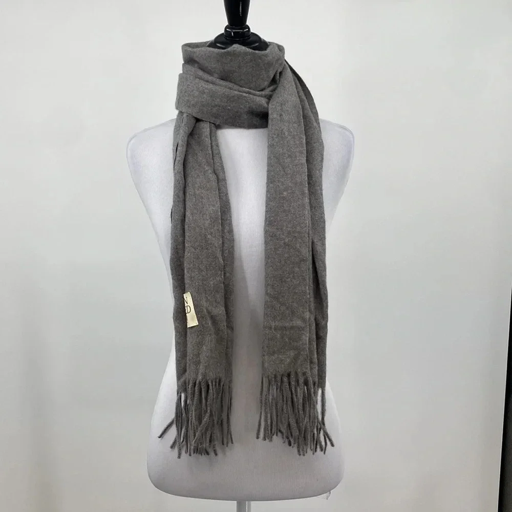 Underson Registered Est 2019 100% Cashmere‎ Scarf One Size Gray Rectangle Fringe